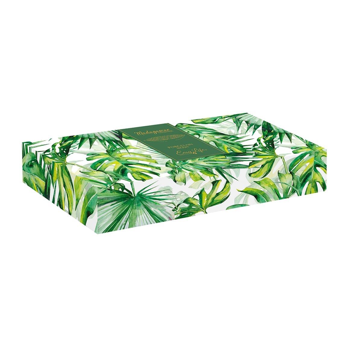 Easy Life Madagascar Porselen Kase 36cm x 16cm Tropikal Yaprak Şekli Yeşil