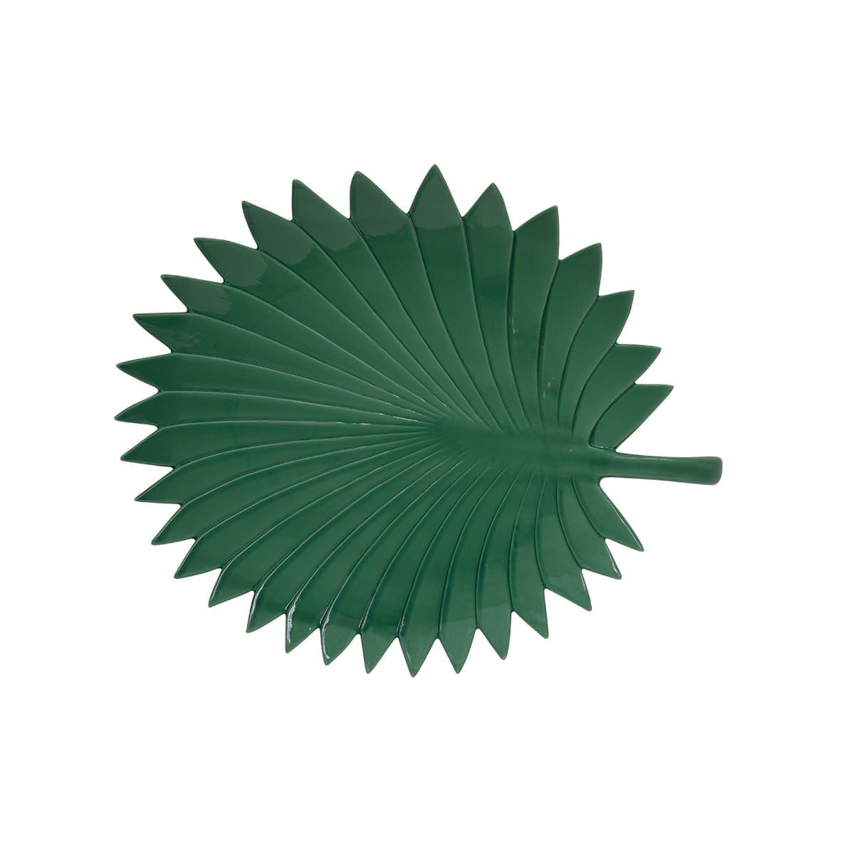 Easy Life Madagascar Porselen Servis Tabağı 35cm x 29cm Palmiye Yaprağı Şekli Yeşil