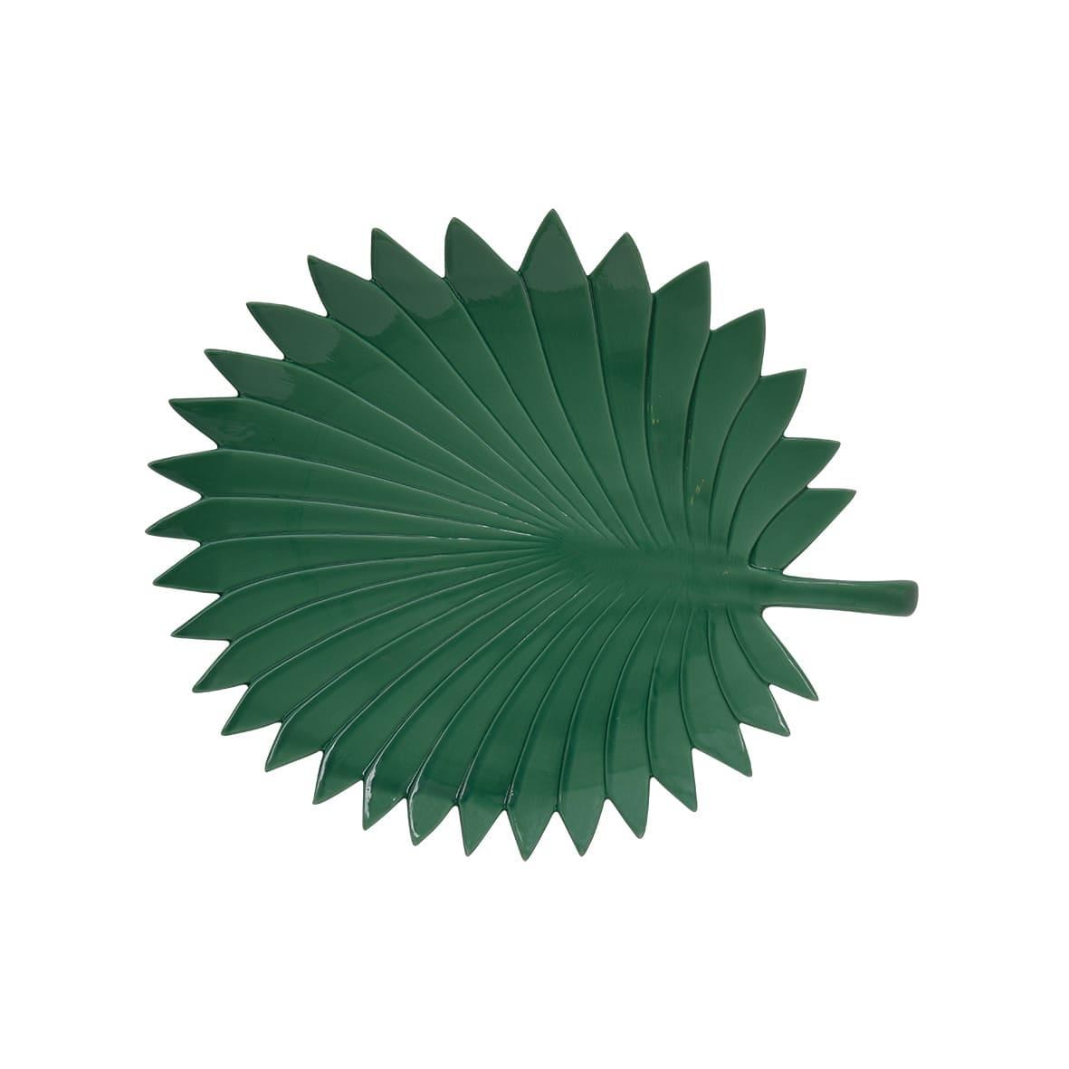 Easy Life Madagascar Porselen Servis Tabağı 35cm x 29cm Palmiye Yaprağı Şekli Yeşil
