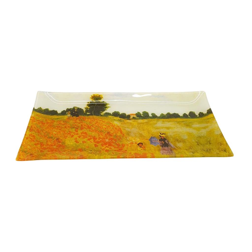 Easy Life MasterPiece Desenli Cam Tepsi 36x17 cm Coquelicots. la promenade (Poppies)