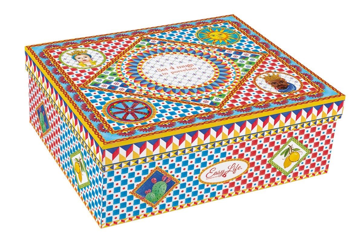 Easy Life Sicily 4'lü Porselen Kulplu Bardak 300 ml
