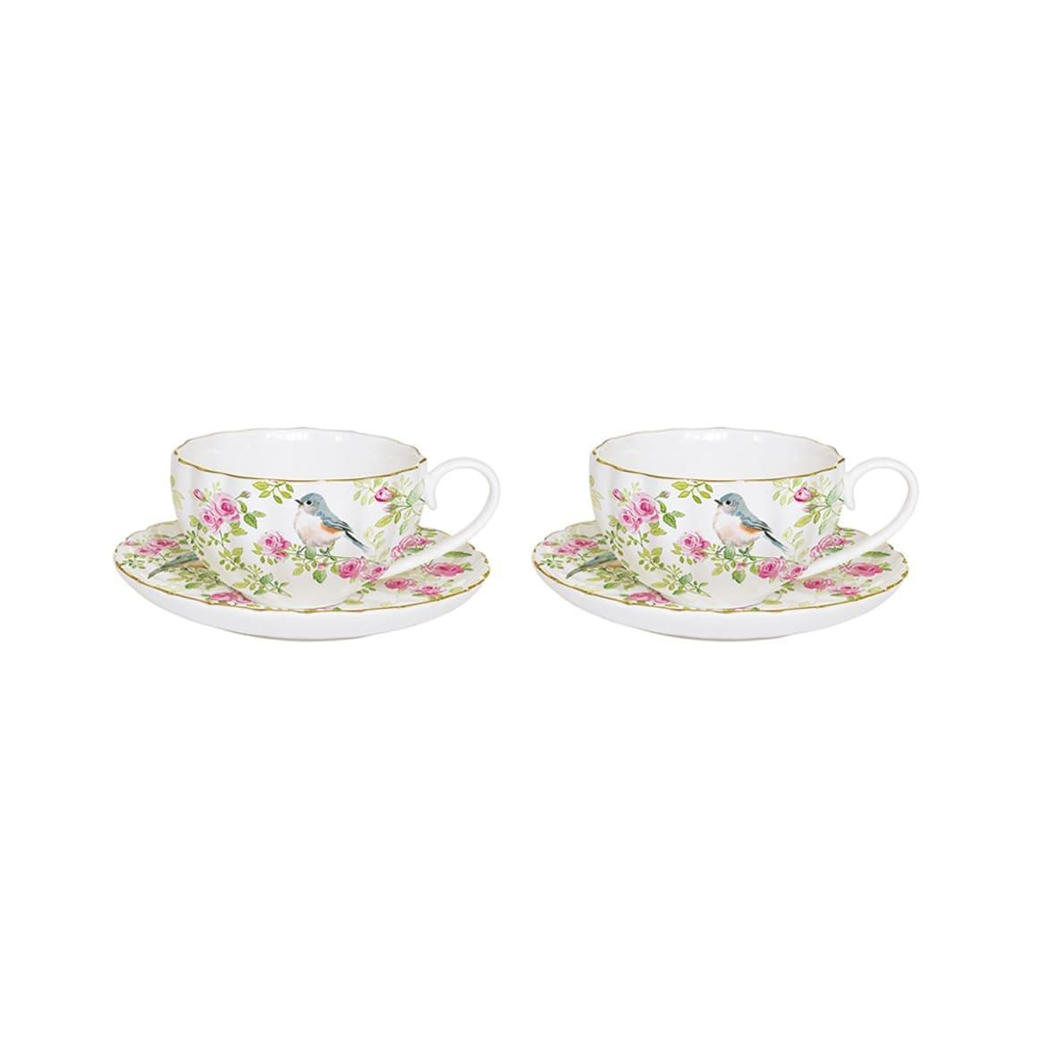 Easy Life Spring Time 2'li Porselen Kahve Fincanı 100 ml & Çay Tabağı