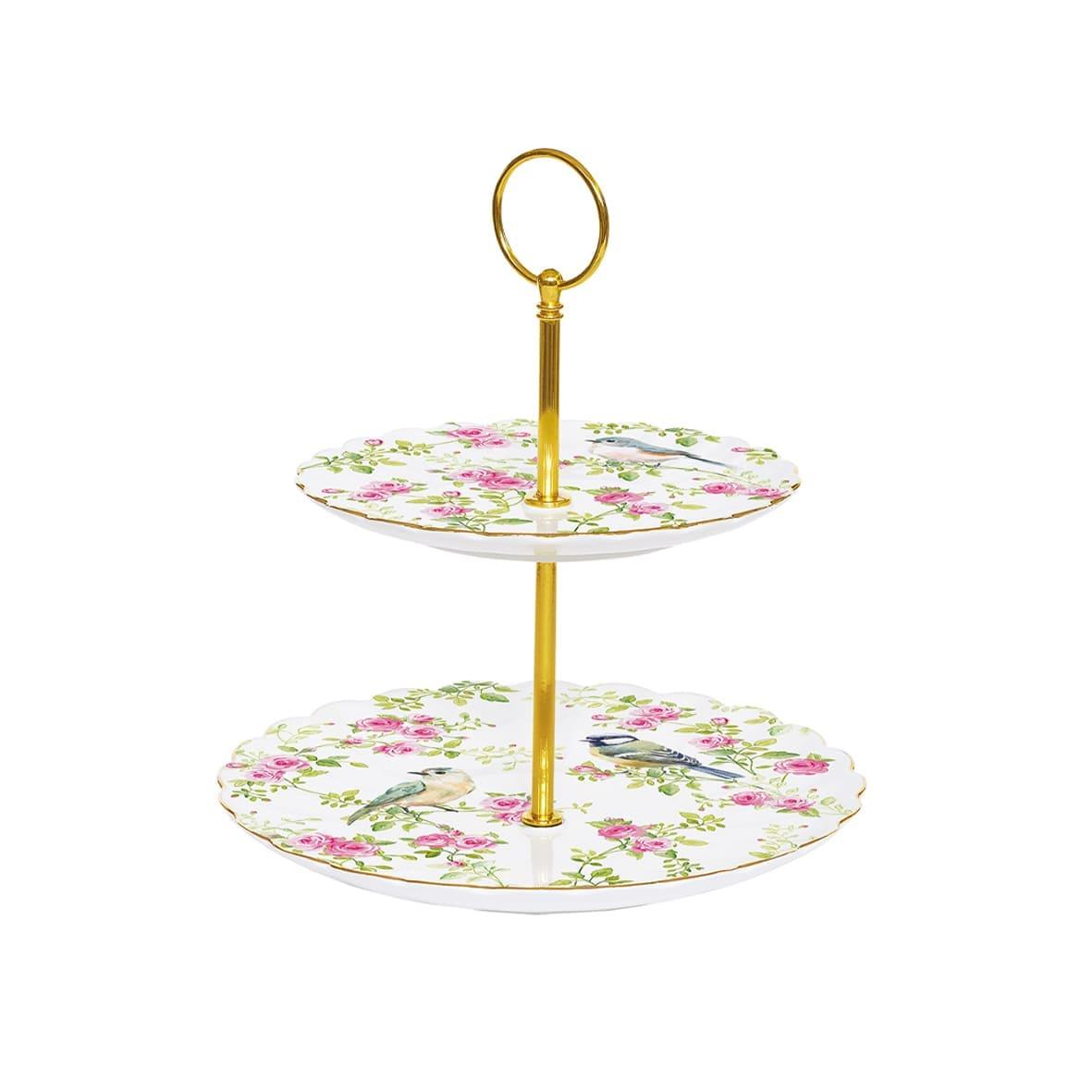 Easy Life Spring Time Porselen 2 Katlı Pasta Tabağı Ø 16cm / Ø 21cm