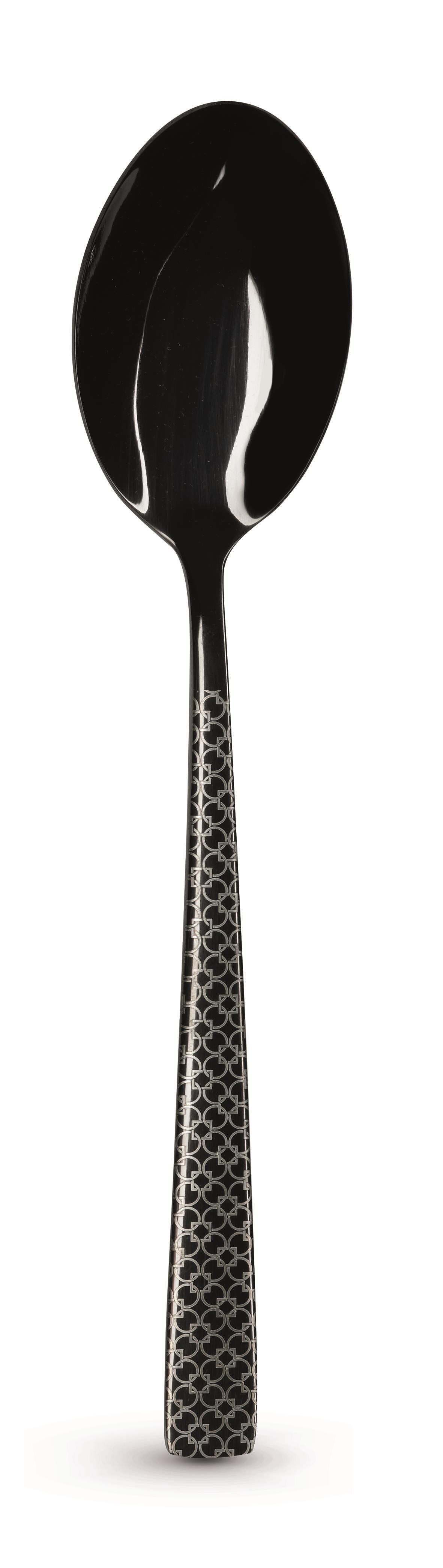 Pozzi Milano Essentials 24 Parça Çatal Bıçak Takımı Parlak Siyah Lazer Desenli - PM0112 B