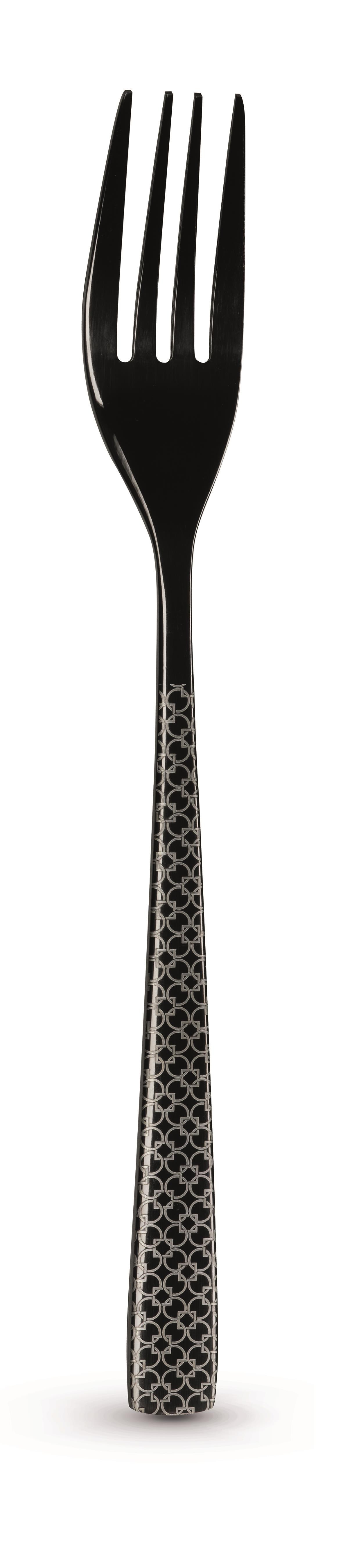 Pozzi Milano Essentials 24 Parça Çatal Bıçak Takımı Parlak Siyah Lazer Desenli - PM0112 B