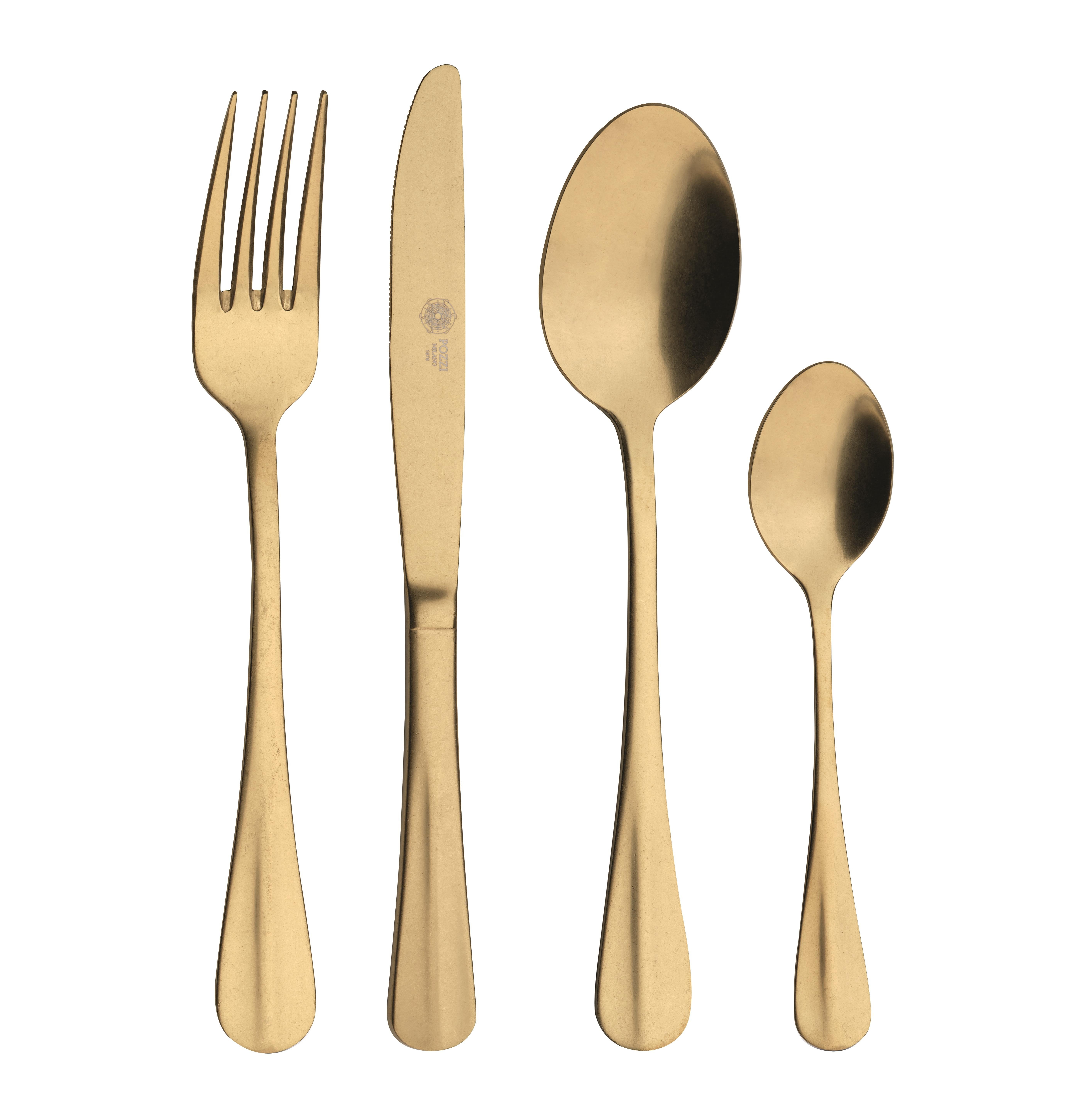 Pozzi Milano Essentials 24 Parça Çatal Bıçak Takımı Gold Mat - PM0111 G