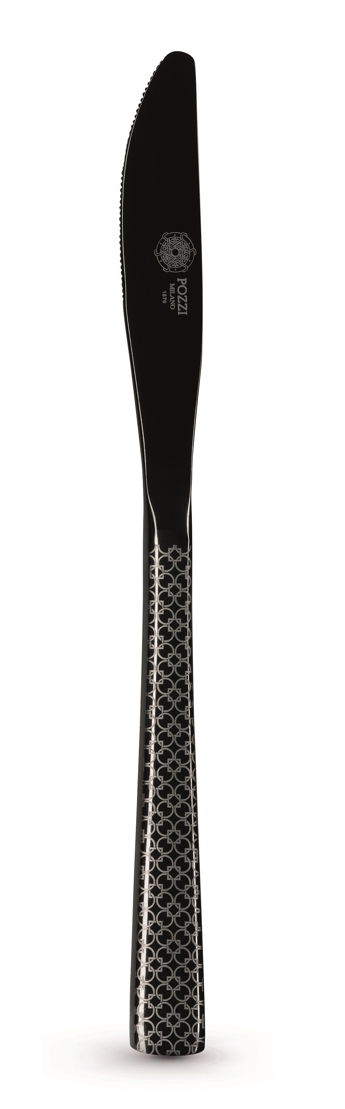 Pozzi Milano Essentials 24 Parça Çatal Bıçak Takımı Parlak Siyah Lazer Desenli - PM0112 B