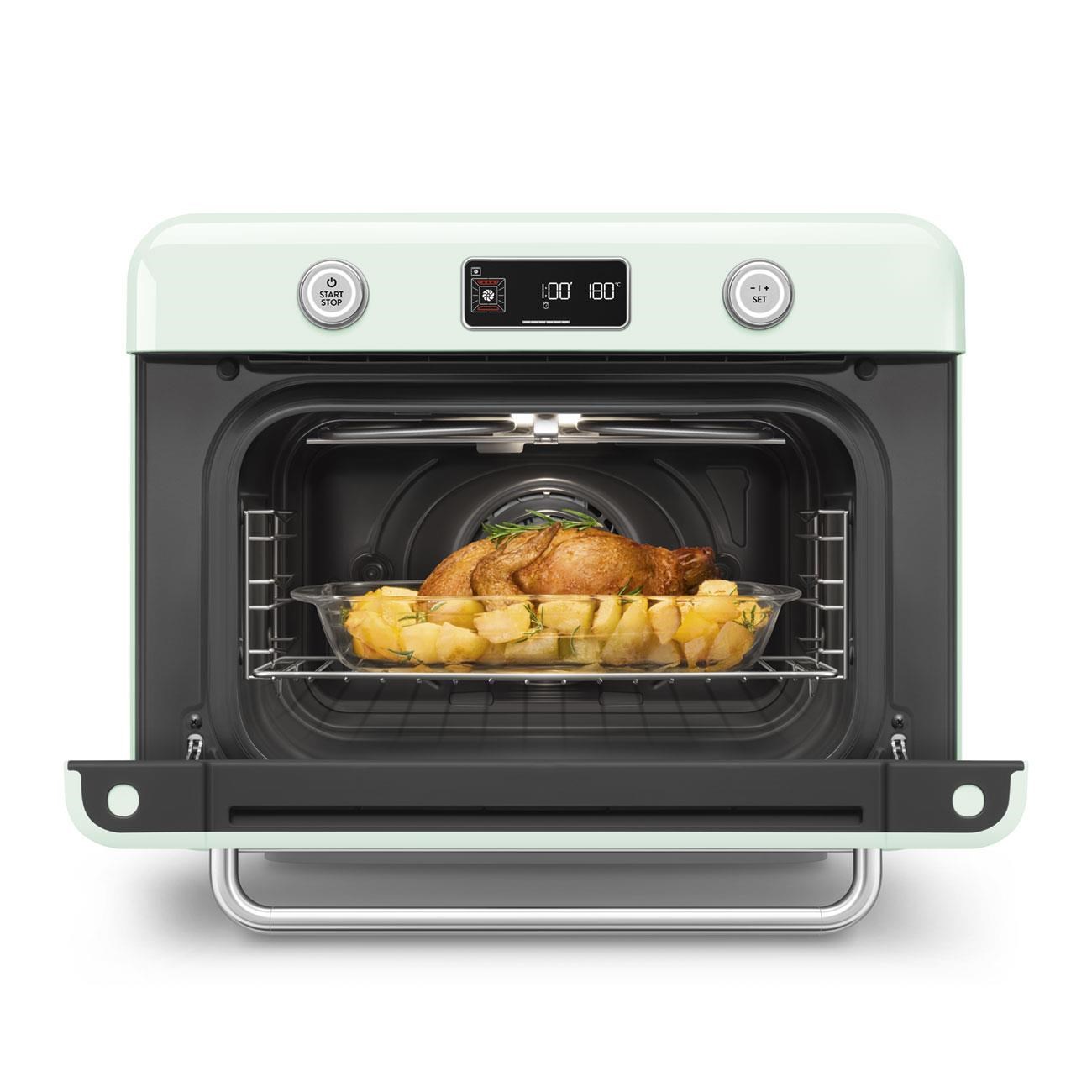 SMEG COF01PGEU RETRO SERİSİ SOLO TEZGAH ÜSTÜ KOMBİ BUHARLI FIRIN PASTEL YEŞİL