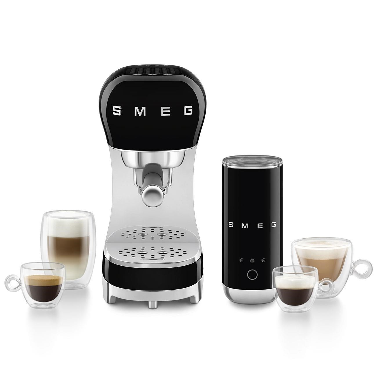 Smeg Manuel Espresso Kahve Makinesi + Süt Köpürtme Makinesi Bundle Siyah