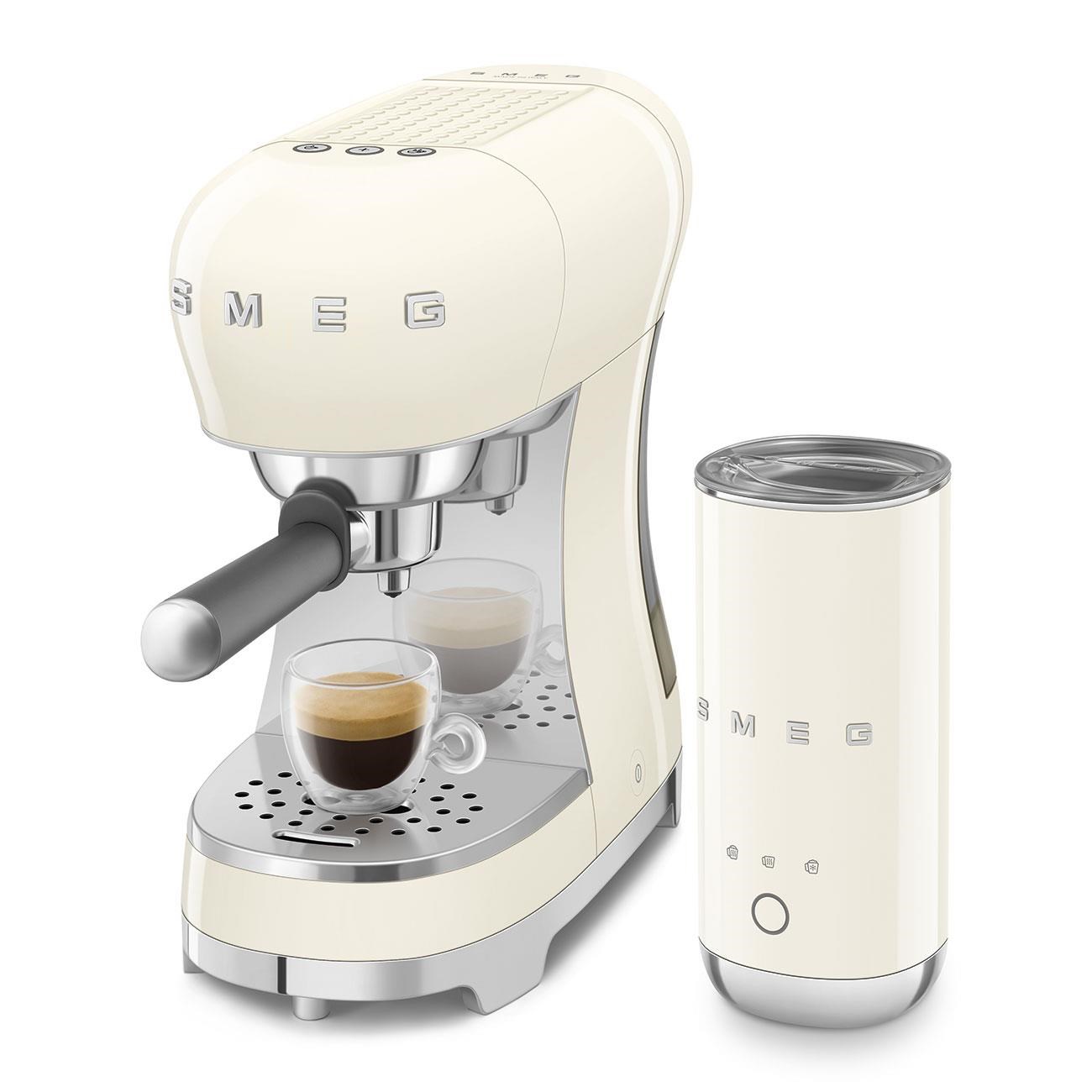 Smeg Manuel Espresso Kahve Makinesi + Süt Köpürtme Makinesi Bundle Krem