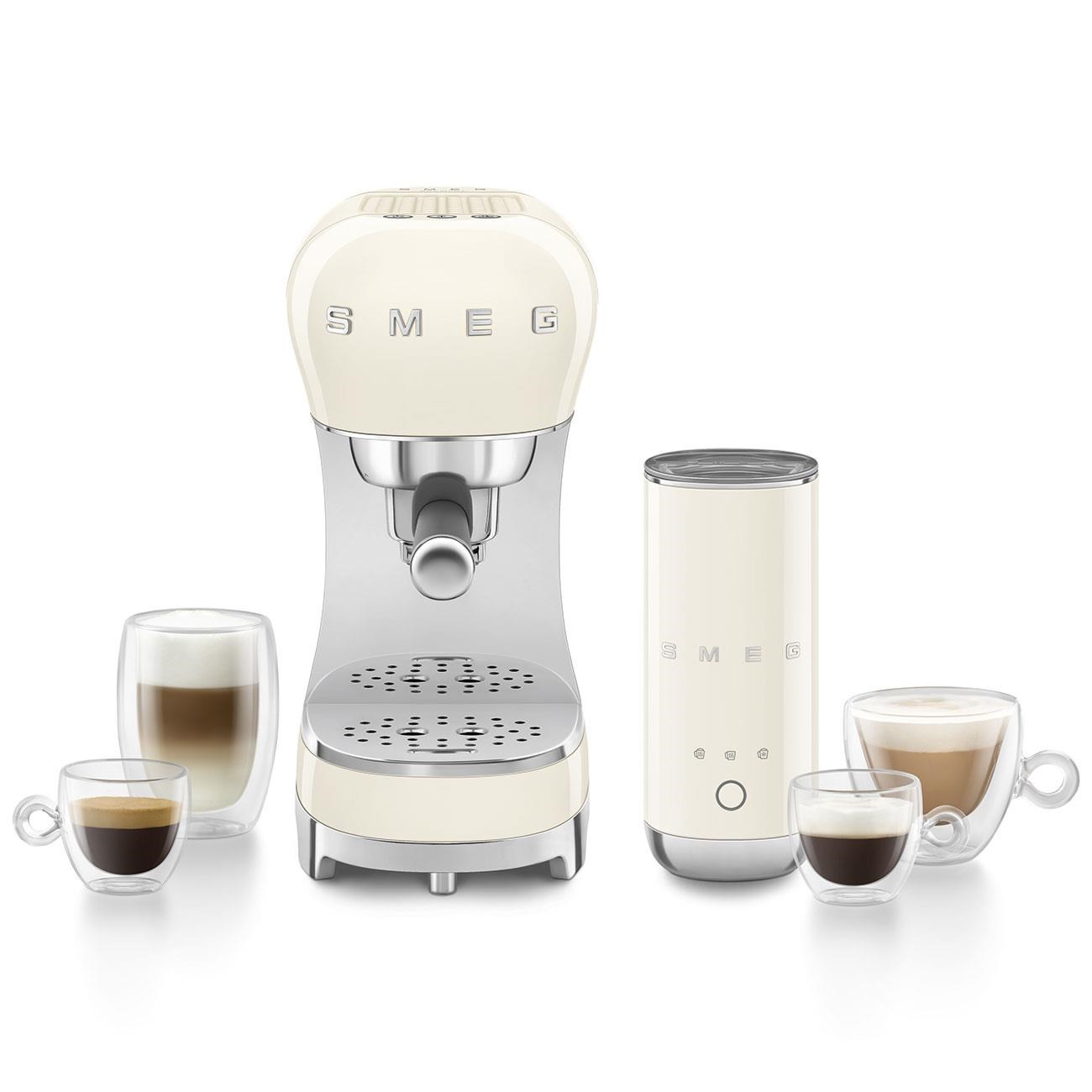 Smeg Manuel Espresso Kahve Makinesi + Süt Köpürtme Makinesi Bundle Krem