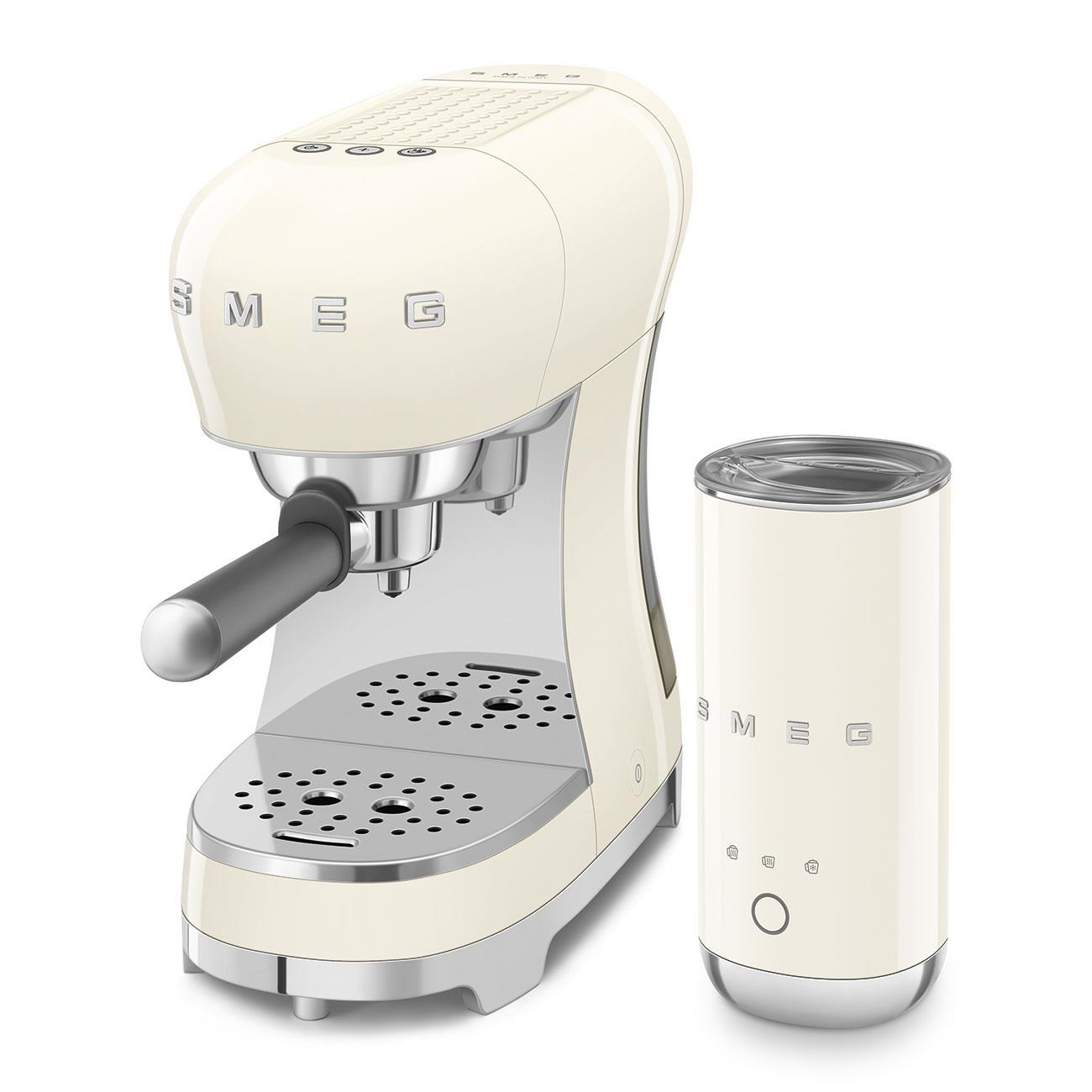 Smeg Manuel Espresso Kahve Makinesi + Süt Köpürtme Makinesi Bundle Krem