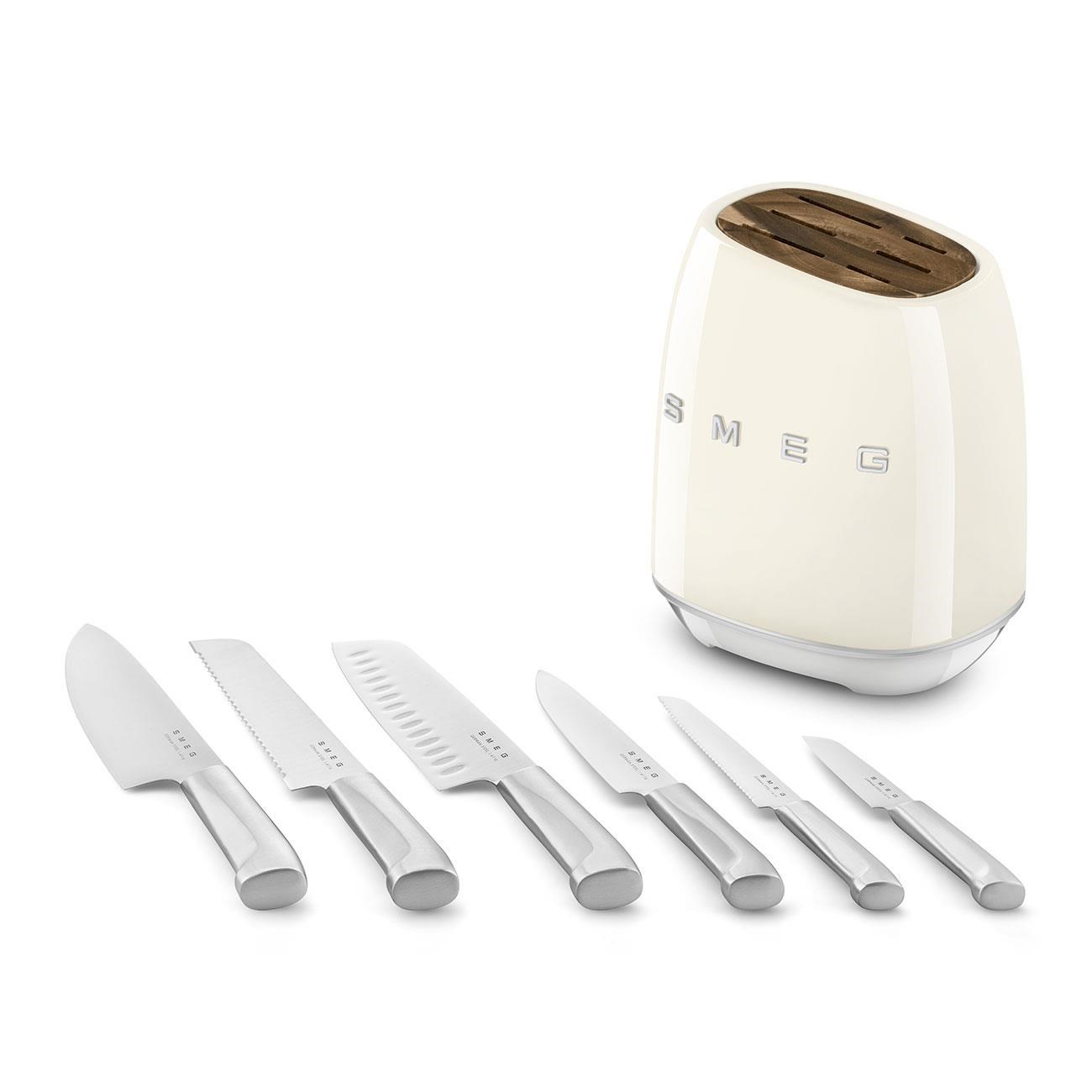 Smeg Retro Standlı Bıçak Seti 7 Parça Krem - KBSF02CR