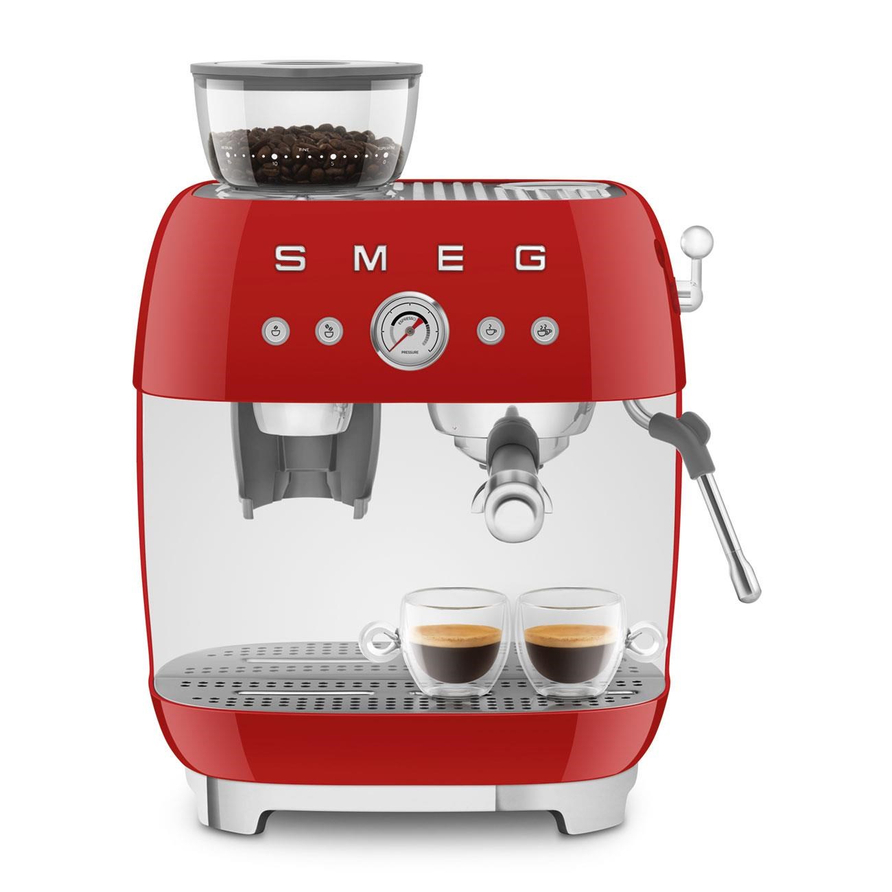 SMEG STANDART KAHVE ÖĞÜTÜCÜLÜ ESPRESSO MAKİNASI KIRMIZI