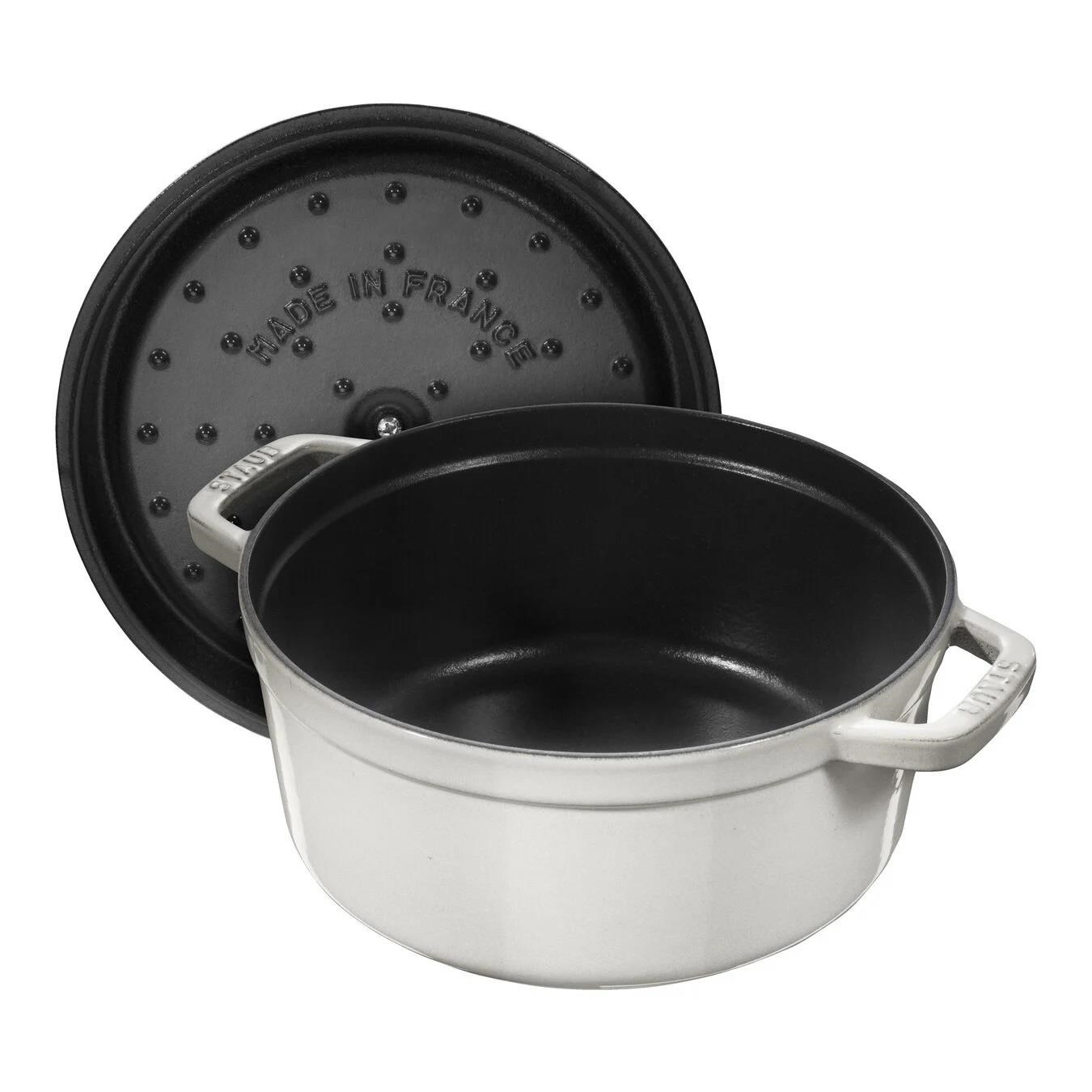 Staub 24cm 3,7Lt Trüf Beyazı Yuvarlak Döküm Tencere - 405014120