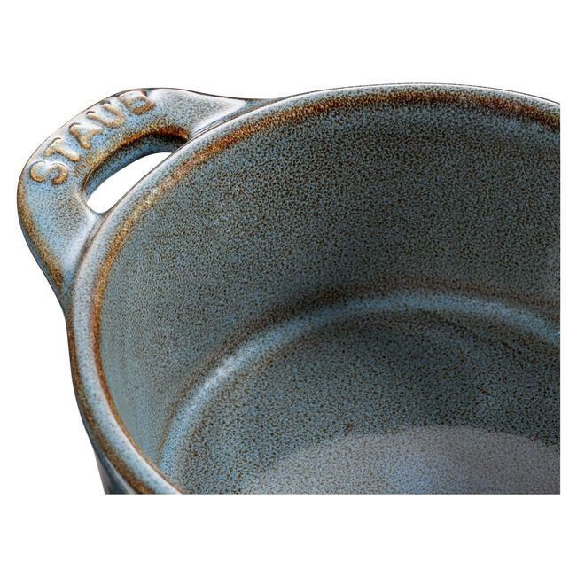 STAUB CERAMIQUE MİNİ DÖKÜM TENCERE ANTİK TURKUAZ 10 CM 200 ML YUVARLAK - 405120000