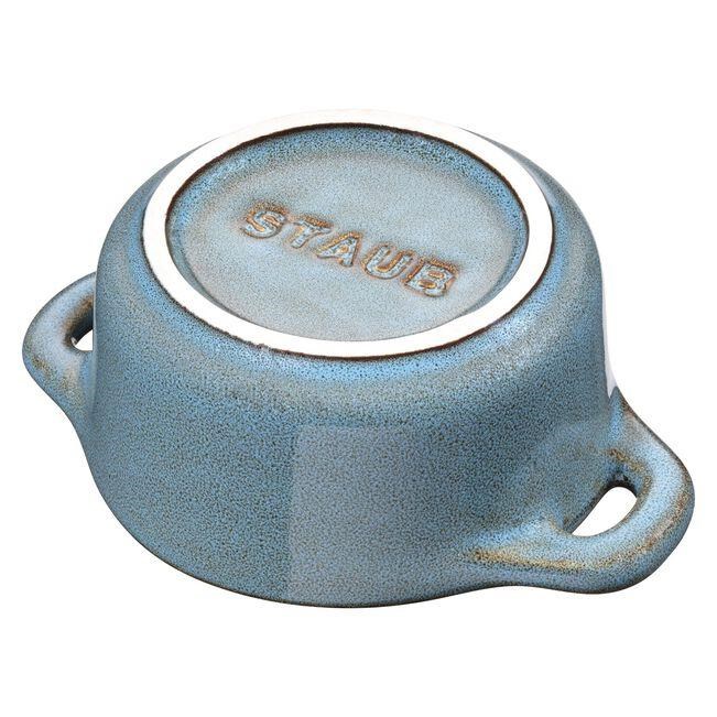 STAUB CERAMIQUE MİNİ DÖKÜM TENCERE ANTİK TURKUAZ 10 CM 200 ML YUVARLAK - 405120000