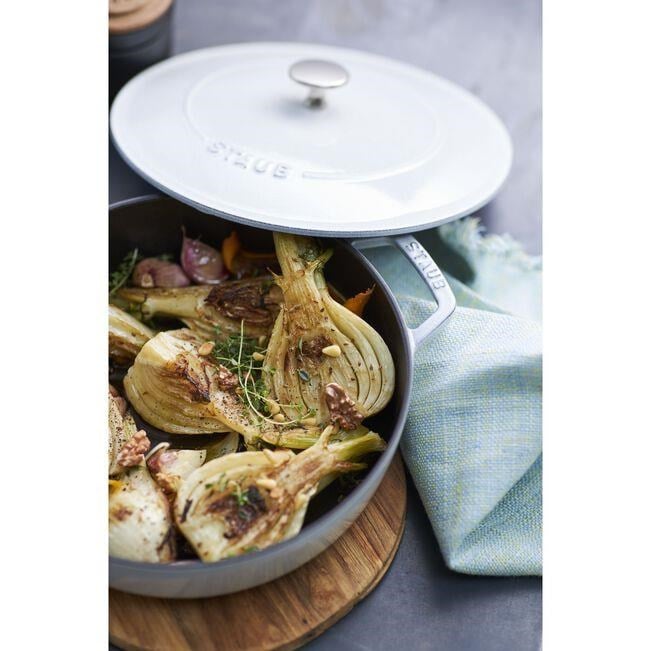 Staub Chistera Yağmur Efektli Kapaklı Döküm Tencere 26 Cm Trüf Beyazı - 405014790