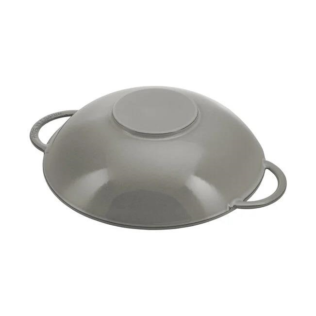 Staub Izgara Aparatlı 37cm Grafit Gri Demir Döküm Wok Tava Cam Kapaklı - 405093360