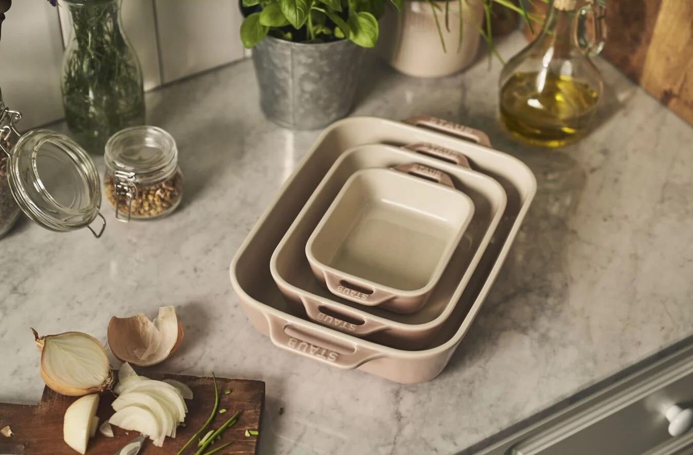 STAUB SERAMİK DİKDÖRTGEN FIRIN KABI SETİ 3 PRÇ PEMBE - 1025099