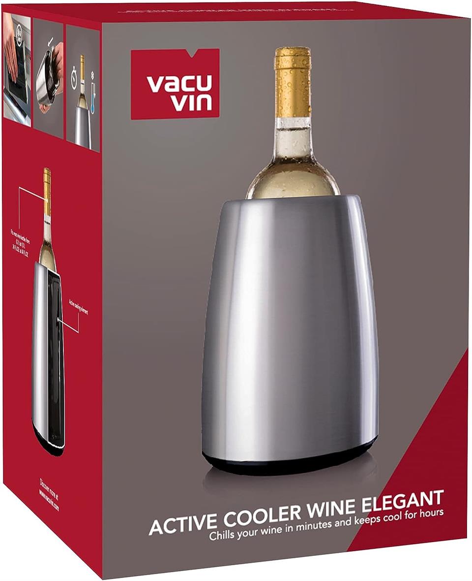 Vacu Vin Aktif Soğutucu, Elegant Paslanmaz Çelik, Kutulu