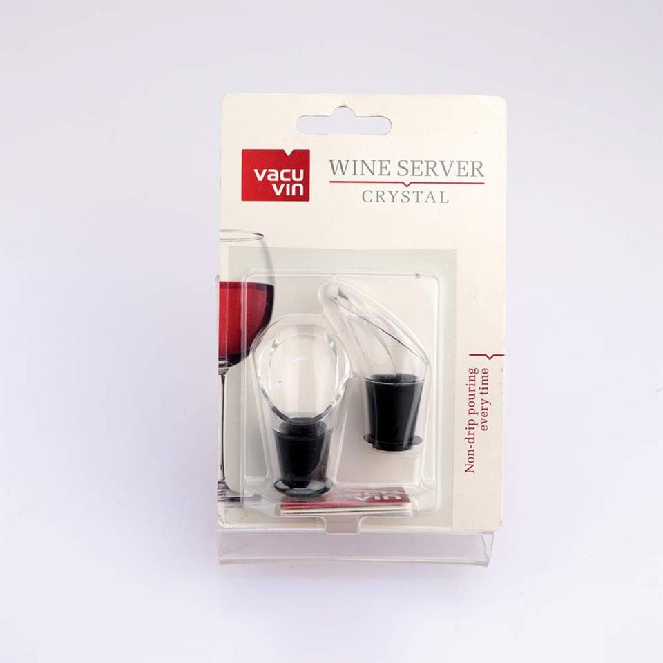 Vacu Vin Şarap Servis, Kristal, Siyah (2 parça)