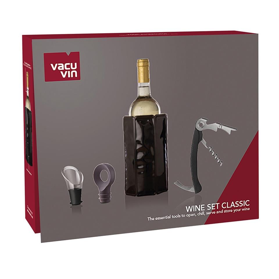 Vacu Vin Şarap Seti, Klasik (4 Parça), Kutulu