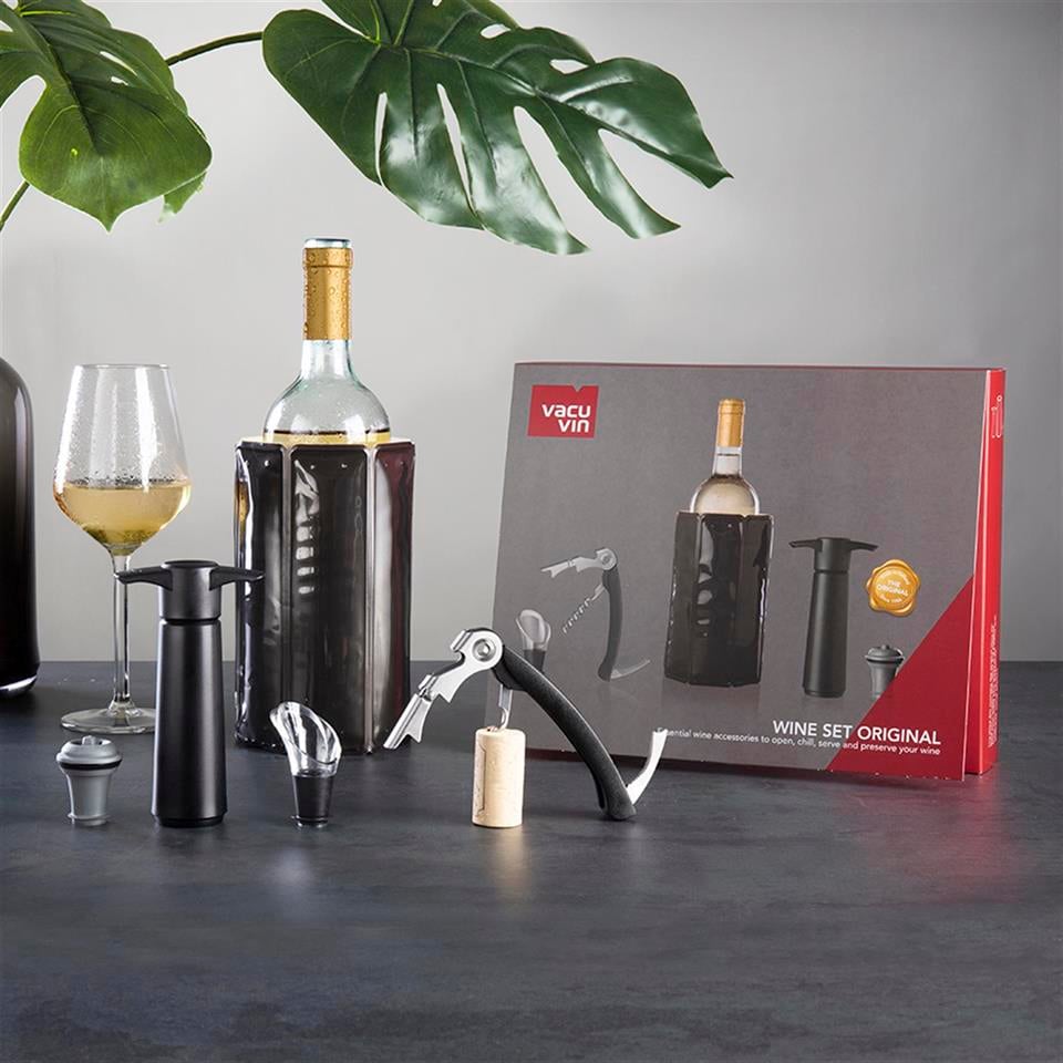 Vacu Vin Şarap Seti, Orijinal (5 Parça), Kutulu