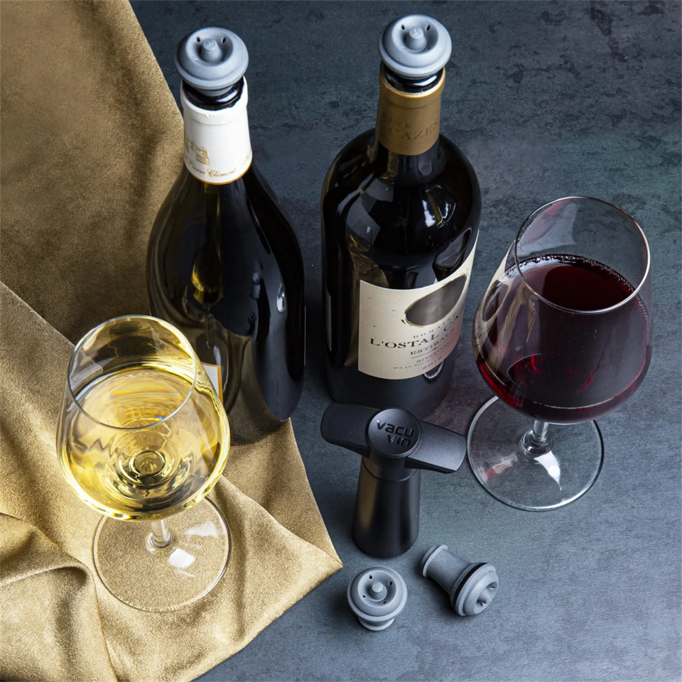 Vacu Vin Vakum Şarap Tıpası, Gri (6 Parça)