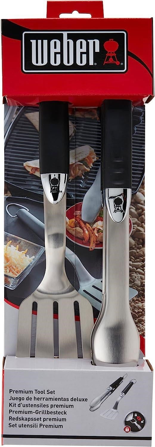 Weber Premium Tool Set Compact Size 2 Pcs Stainless Steel Black - Weber Mangal Maşası ve Spatulası - 6645