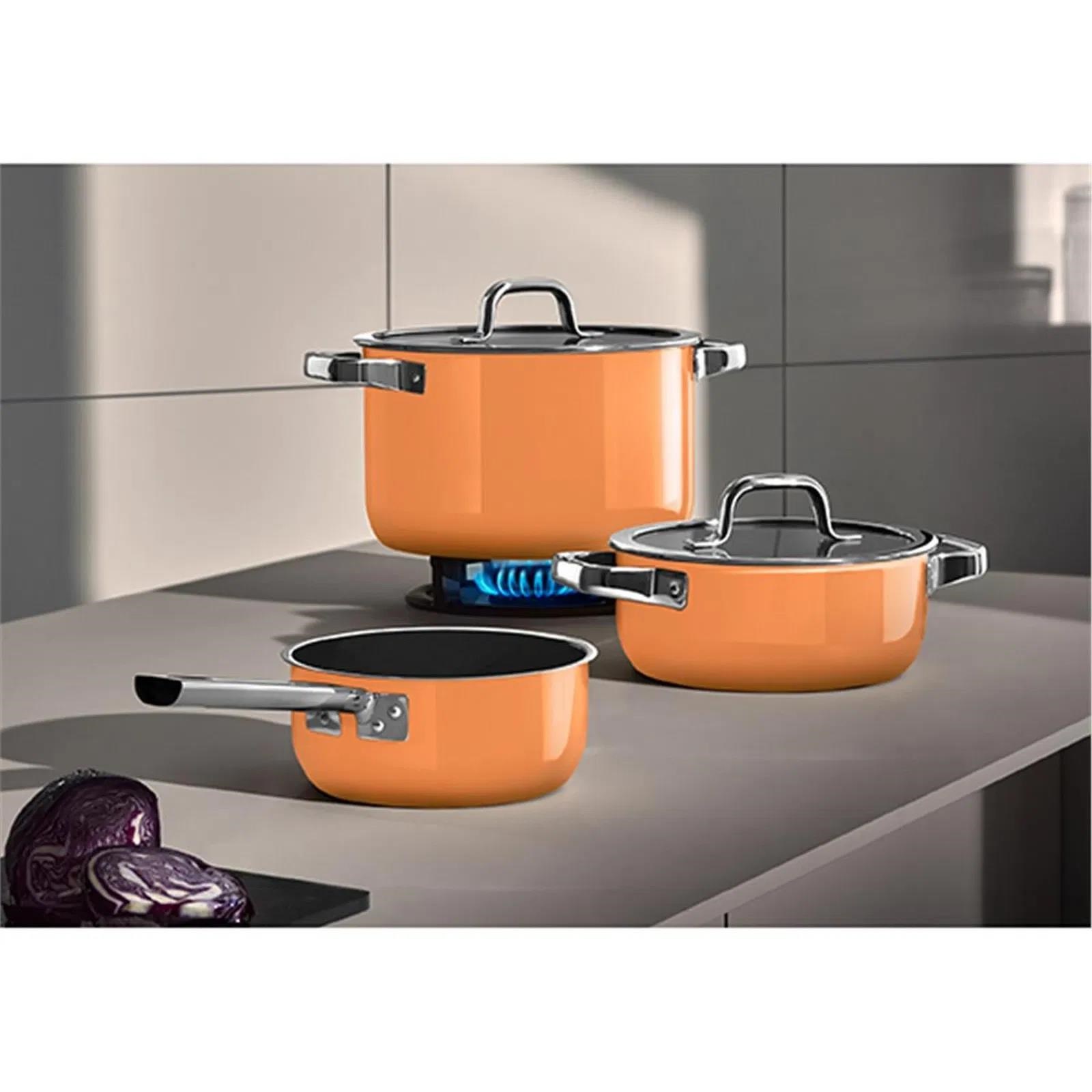 WMF Fusiontec Tencere Seti 4 Parça Papaya Turuncu