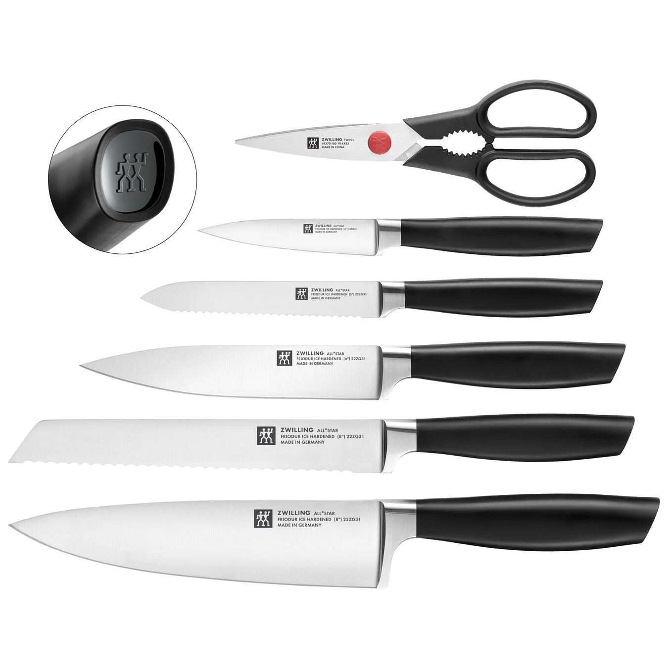 ZWILLING All Star 7-Parça Siyah Blok Bıçak Seti Kendinden Bilemeli - 337605000