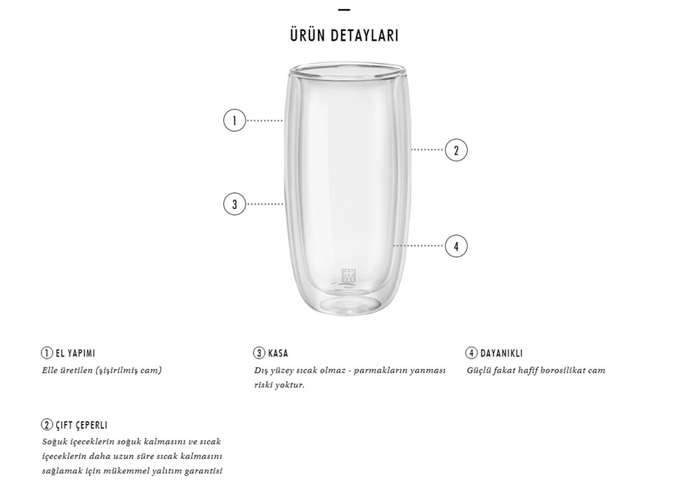 Zwilling Çift Camlı 2'Li Soğuk İçecek Bardağı Seti - 474 ML