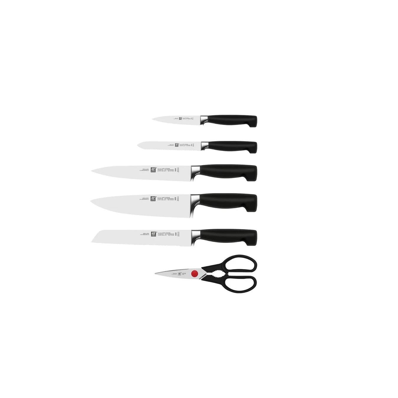 ZWILLING FOUR STAR 7-Parça Blok Bıçak Seti Kendinden Bilemeli Dişbudak Ağacı - 351450000