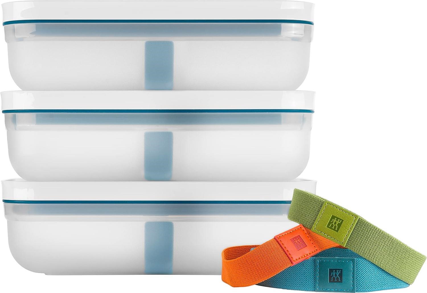 Zwilling Fresh & Save Vakumlu Yemek Taşıma Kabı Seti L Düz 6-Parça Plastik Yarı Şeffaf-Akdeniz Mavisi - 1025987