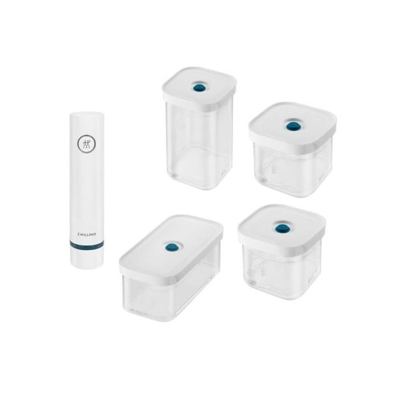 ZWILLING Fresh&Save CUBE Vakum Başlangıç Seti S/M 5-Parça Şeffaf-Akdeniz Mavisi
