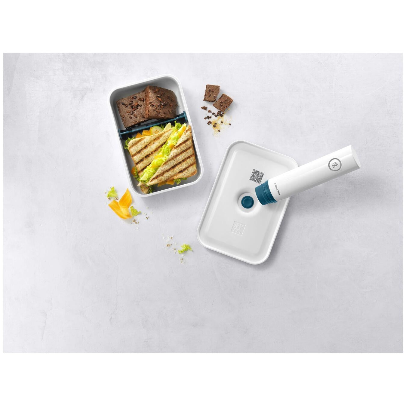 Zwilling Fresh&Save Vakumlu Yemek Taşıma Kabı L Düz Plastik Beyaz-Akdeniz Mavisi - 368013110