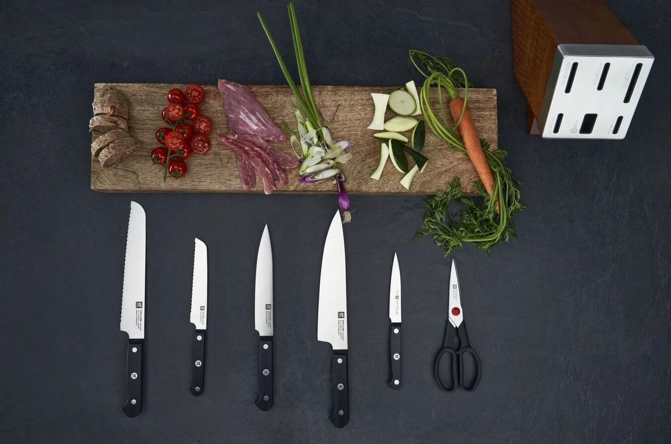 ZWILLING GOURMET 7-Parça Blok Bıçak Seti Kendinden Bilemeli Dişbudak Ağacı - 361330000