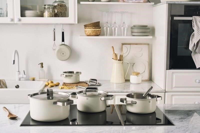ZWILLING Pure 3-Parça Fildişi Tencere ve Tava Seti 18/10 Paslanmaz Çelik - 1028807