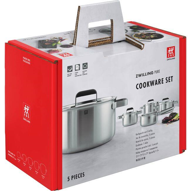 ZWILLING Pure CW 5-Parça Metalik Gri Tencere ve Tava Seti 18/10 Paslanmaz Çelik - 1028783