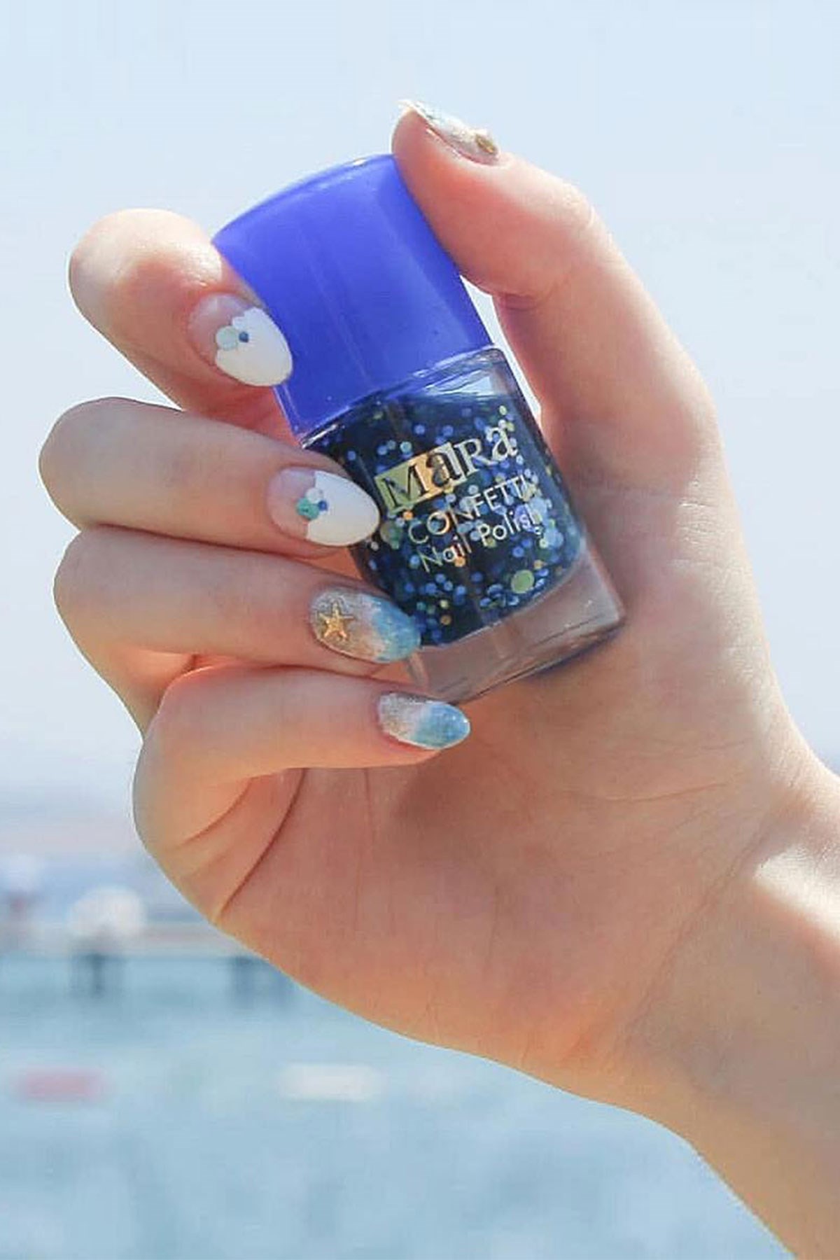 Mara Confetti Nail Polish-Blue Dream