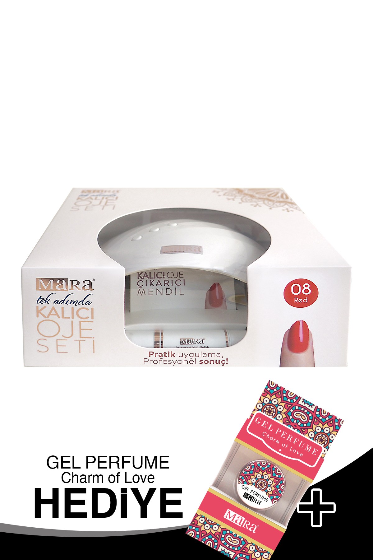 Mara Kalıcı Oje Seti 08 Red + Jel Parfüm Hediye