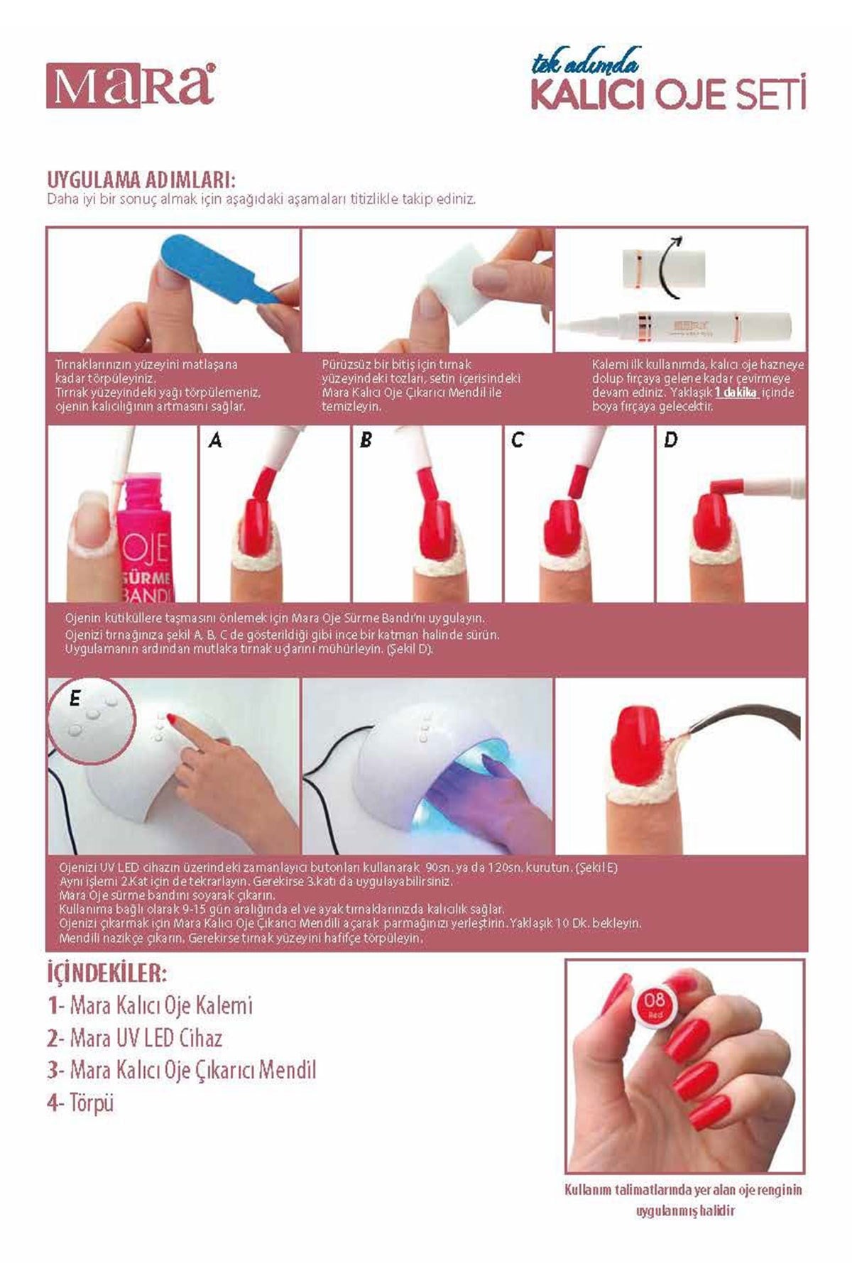 Mara Kalıcı Oje Seti 08 Red