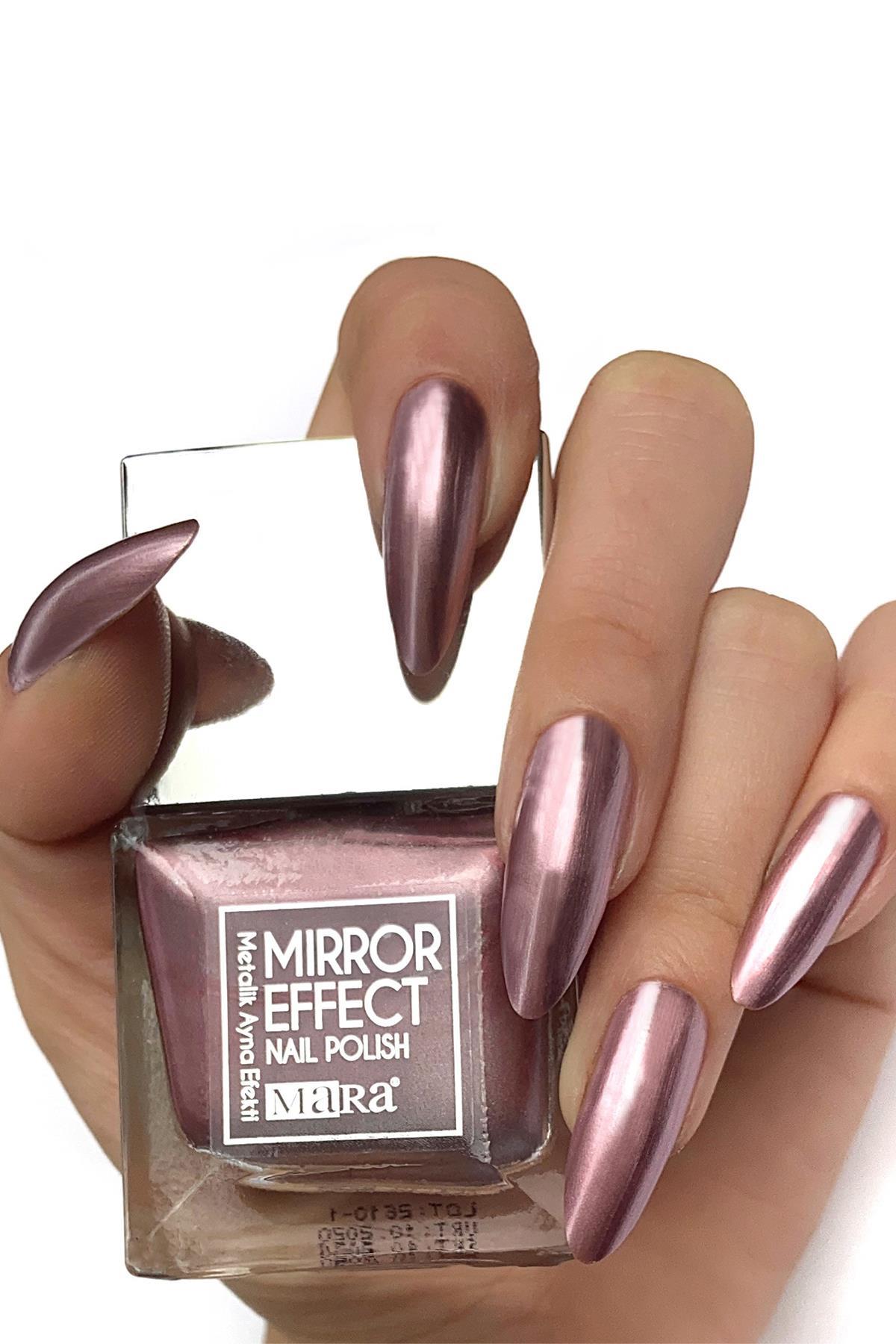 Mara Metalik Ayna Efektli Oje Nude Serisi Pembe/Lila/Kahverengi