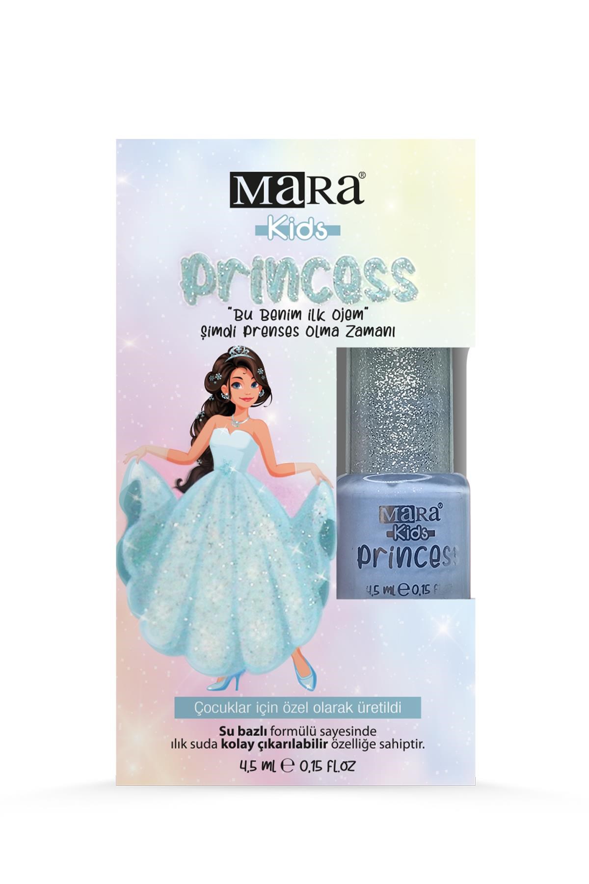 Mara Princess Yıkanabilir Su Bazlı Çocuk Ojesi - Mavi (Törpü Hediyeli)