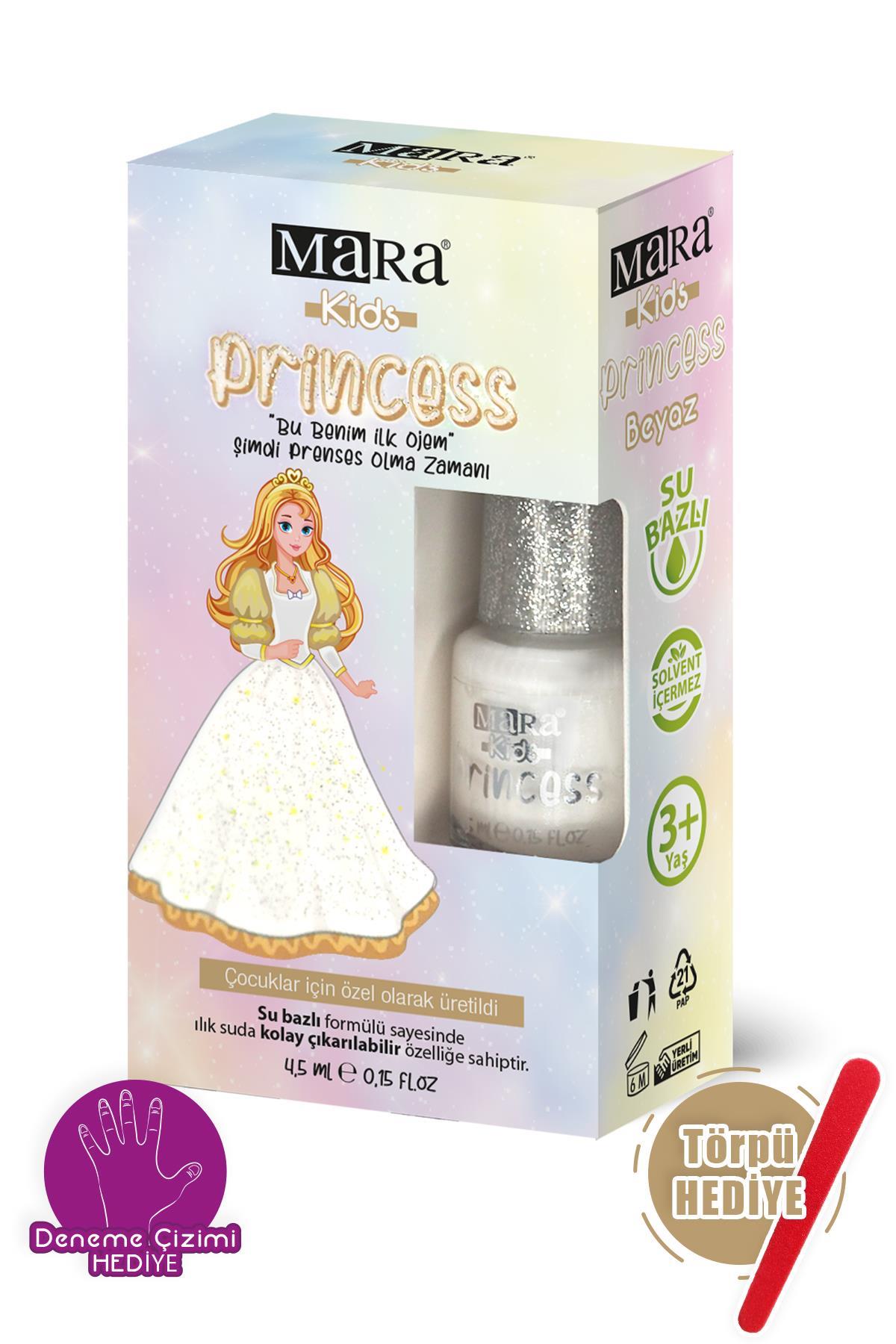 Mara Princess Yıkanabilir Su Bazlı Çocuk Ojesi - Beyaz (Törpü Hediyeli)