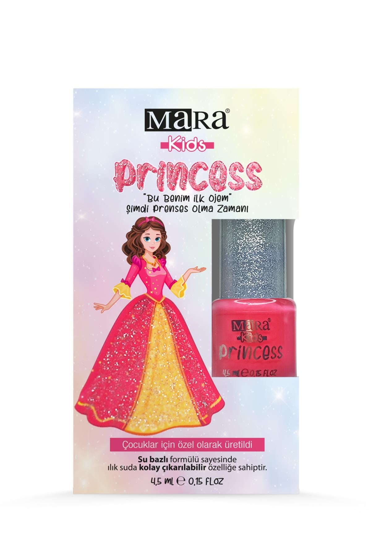 Mara Princess Yıkanabilir Su Bazlı Çocuk Ojesi - Pembe (Törpü Hediyeli)