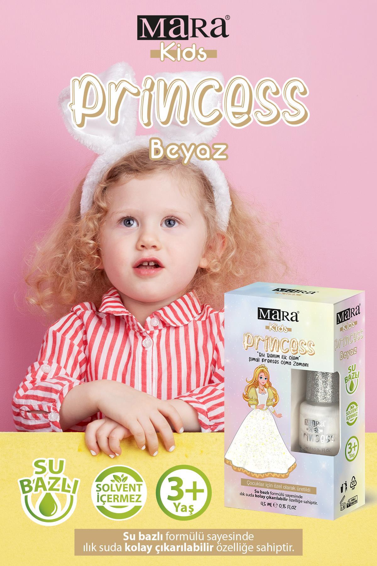 Mara Princess Yıkanabilir Su Bazlı Çocuk Ojesi - Beyaz (Törpü Hediyeli)