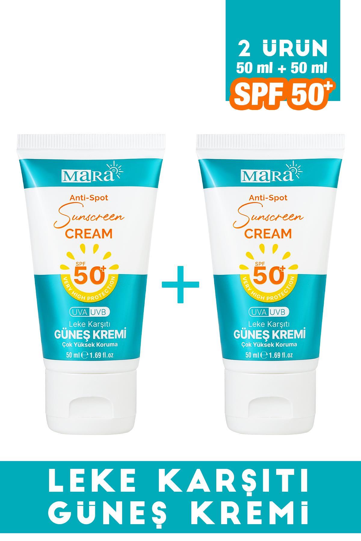 Mara SPF 50+ Leke Karşıtı Yüz Güneş Kremi Tüm Cilt Tipleri İçin 50 ml 2 adet