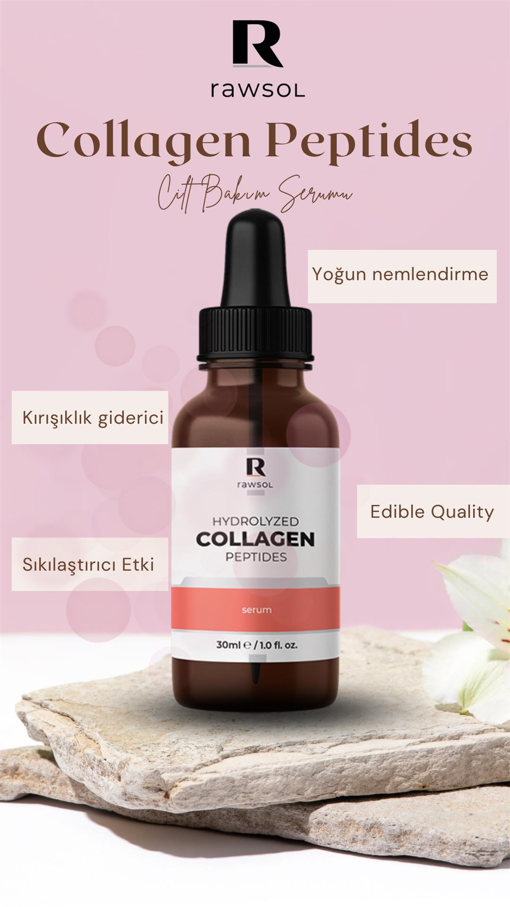 RawSol Hydrolyzed Collagen Peptides Cilt Bakım Serumu 30 ml
